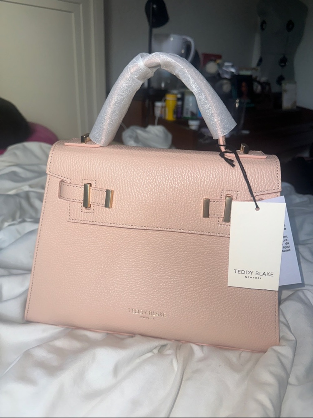 Teddy Blake Blush Pink Leather Top-Handle Satchel